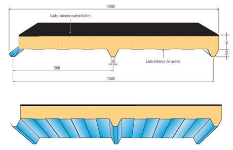 Panel 3 grecas exterior cartón fieltro